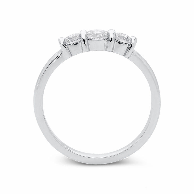18ct White Gold 0.50ct Diamond Trilogy Bar Set Ring