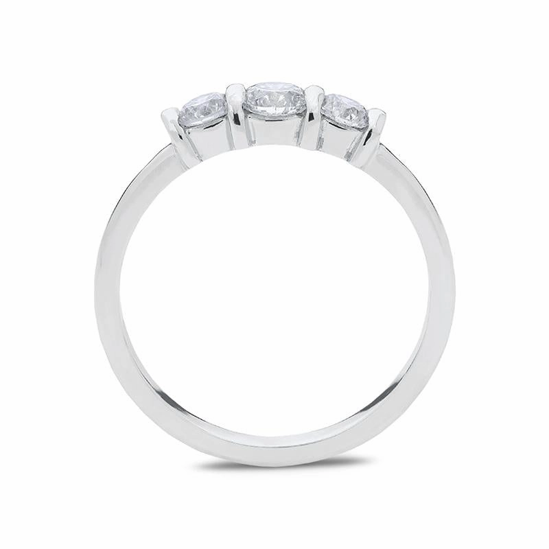 18ct White Gold 0.50ct Diamond Trilogy Bar Set Ring