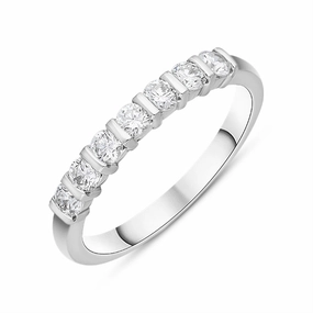 18ct White Gold 0.51ct Diamond Seven Stone Bar Set Ring