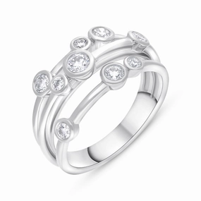 18ct White Gold 0.54ct Diamond Cluster Bubble Ring D