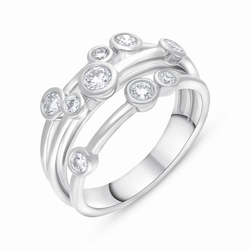 18ct White Gold 0.54ct Diamond Cluster Bubble Ring D