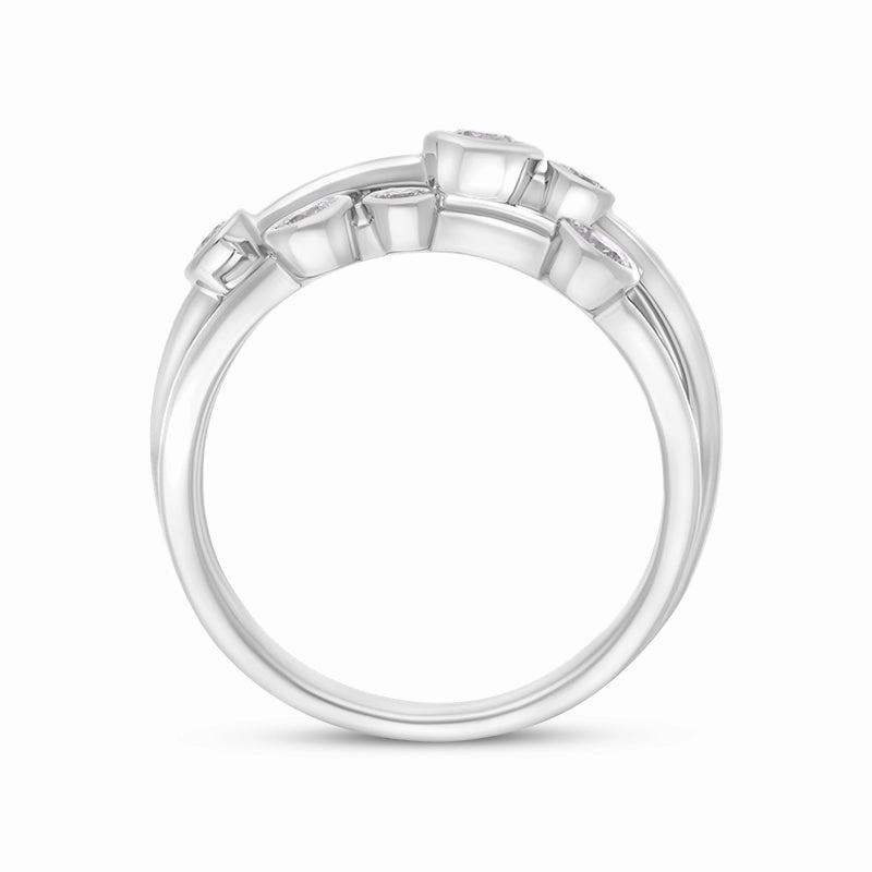 18ct White Gold 0.54ct Diamond Cluster Bubble Ring D