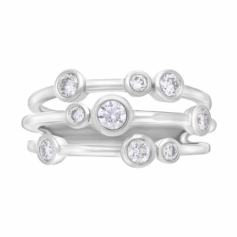 18ct White Gold 0.54ct Diamond Cluster Bubble Ring D