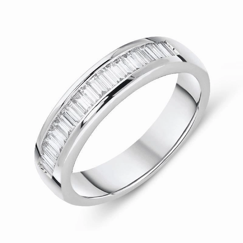 18ct White Gold 0.62ct Diamond Baguette Cut Half Eternity Ring