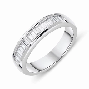 18ct White Gold 0.62ct Diamond Baguette Cut Half Eternity Ring
