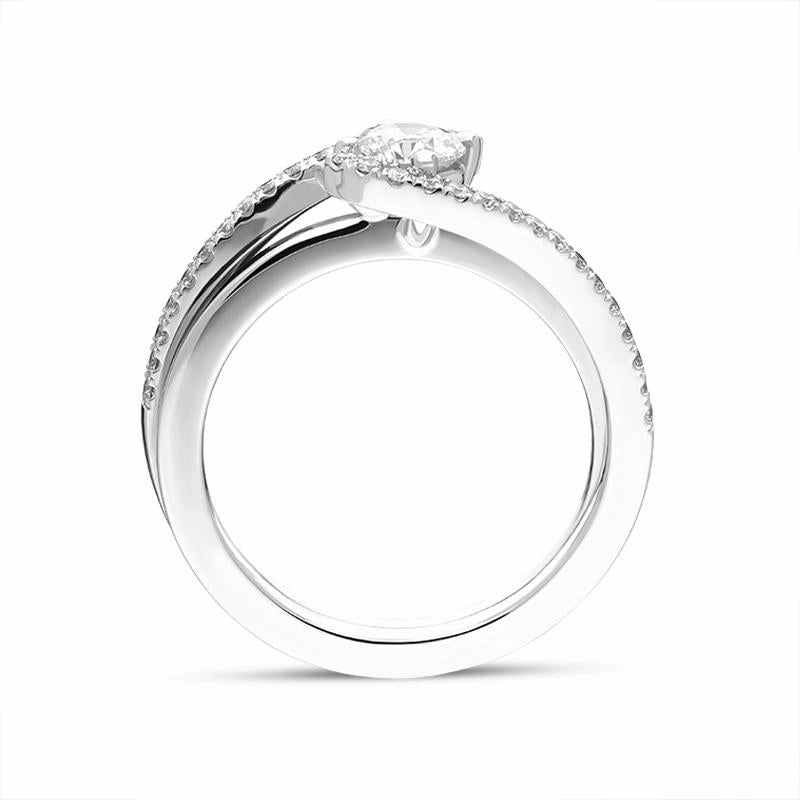 18ct White Gold 0.73ct Diamond Twist Shoulder Ring
