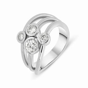 18ct White Gold 0.76ct Diamond Bubble Ring D