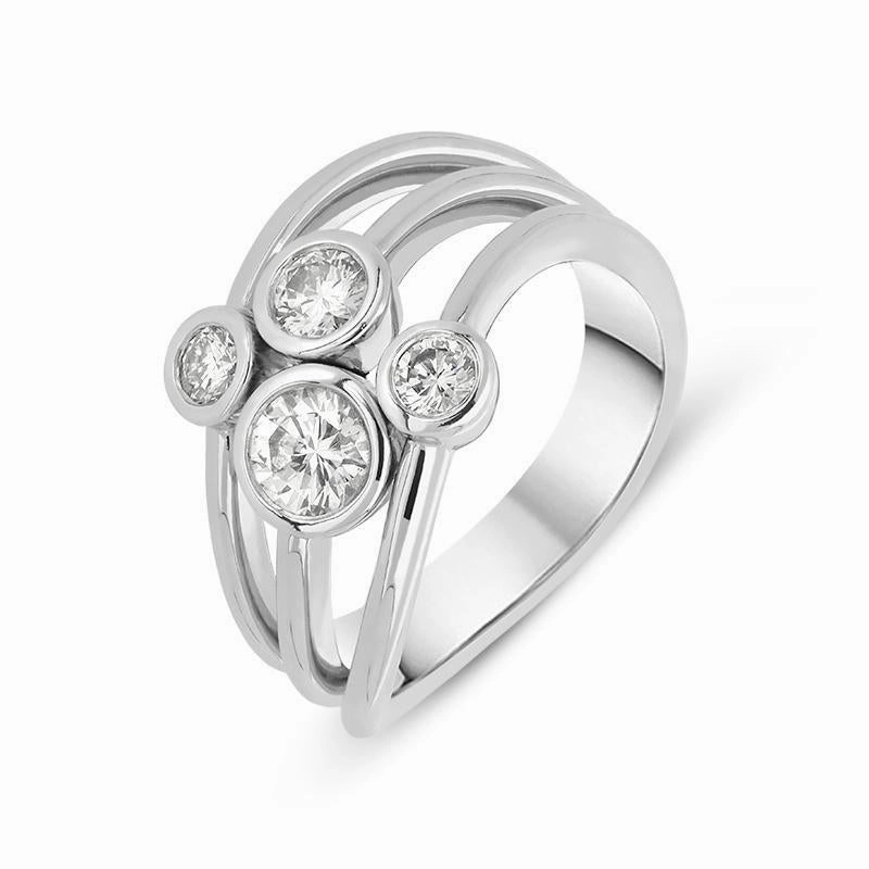 18ct White Gold 0.76ct Diamond Bubble Ring D