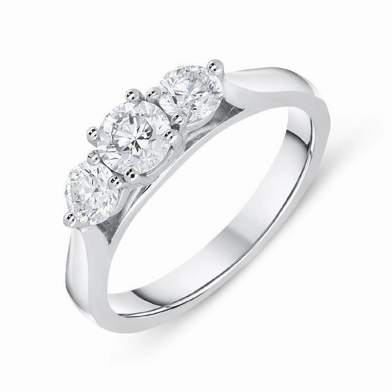 18ct White Gold 0.77ct Diamond Brilliant Cut Trilogy Ring