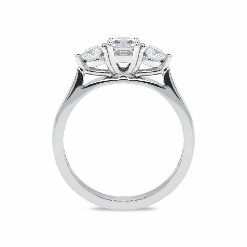 18ct White Gold 0.77ct Diamond Brilliant Cut Trilogy Ring
