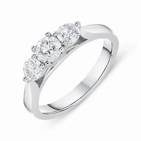 18ct White Gold 0.77ct Diamond Brilliant Cut Trilogy Ring
