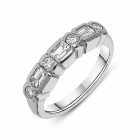 18ct White Gold 0.77ct Diamond Half Eternity Ring D