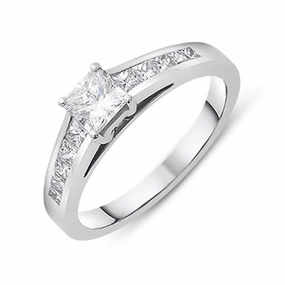 18ct White Gold 0.78ct Diamond Princess Cut Solitaire Ring