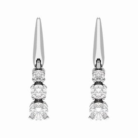 18ct White Gold 0.80ct Diamond Graduated Drop Earrings