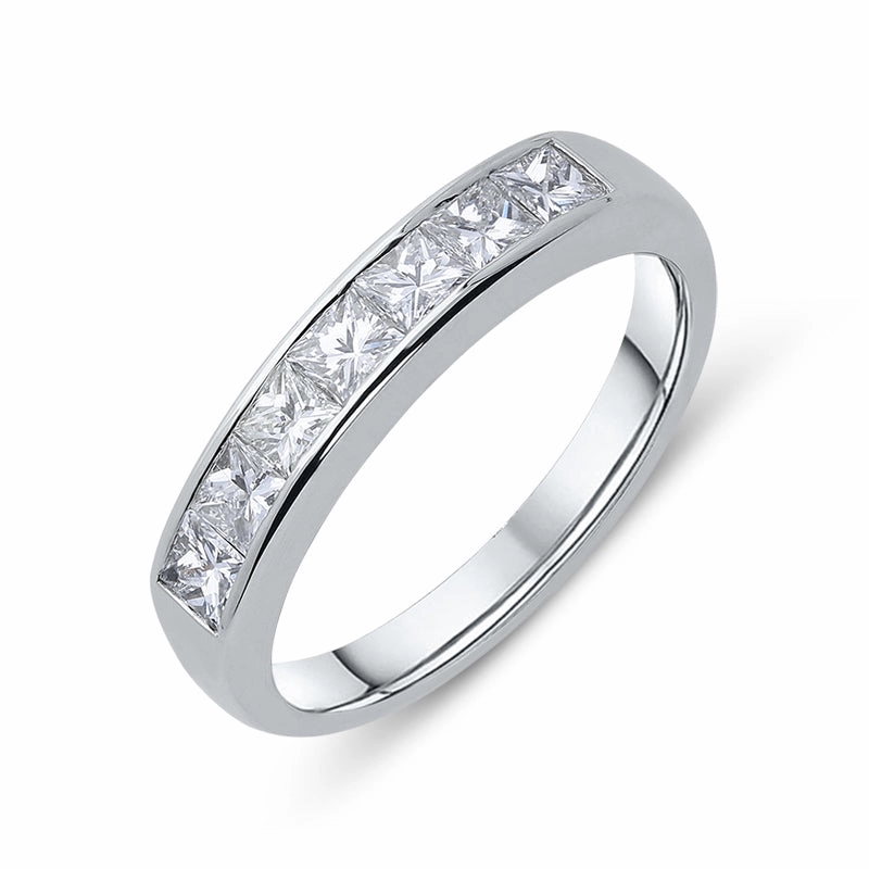 18ct White Gold 0.84ct Diamond Channel Set Half Eternity Ring