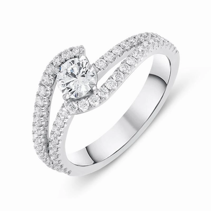 18ct White Gold 0.92ct Brilliant Cut Diamond Ring D