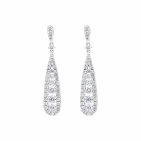 18ct White Gold 0.93ct Diamond Graduated Drop Earrings
