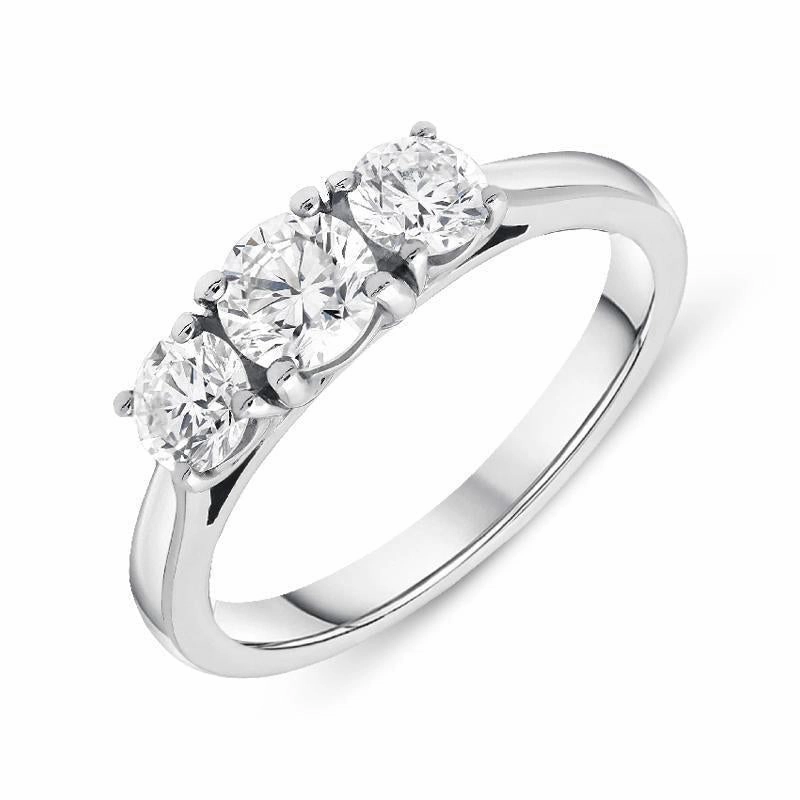 18ct White Gold 1.00ct Diamond Brilliant Cut Trilogy Ring