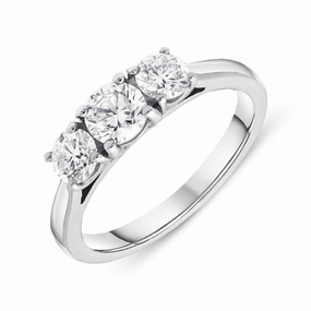 18ct White Gold 1.00ct Diamond Brilliant Cut Trilogy Ring