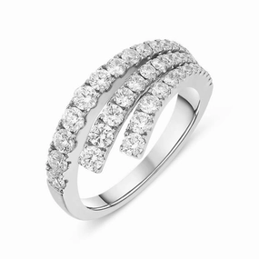 18ct White Gold 1.05ct Diamond Graduating Three Row Ring D