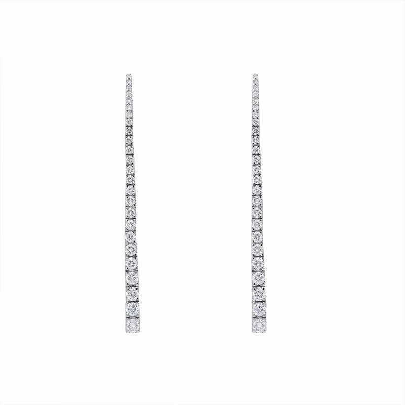 18ct White Gold 1.07ct Diamond Graduating Drop Earrings D