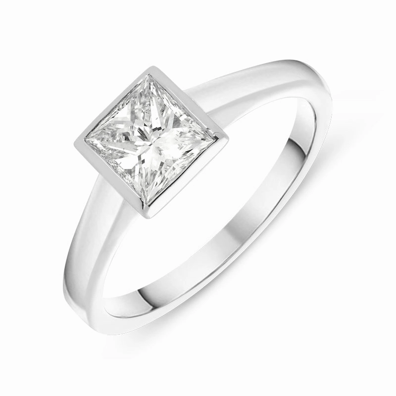 18ct White Gold 1.12ct Diamond Princess Cut Solitaire Ring