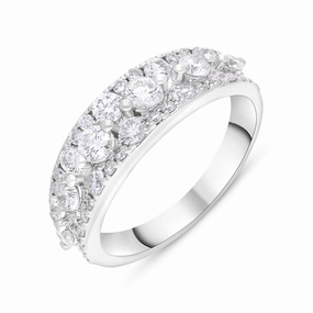 18ct White Gold 1.37ct Diamond Three Row Half Eternity Ring