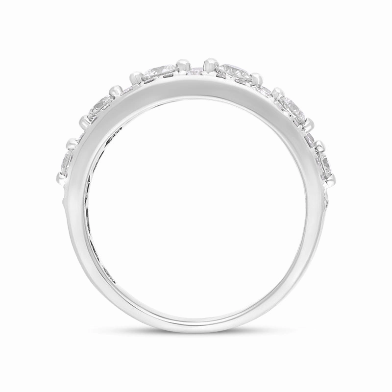18ct White Gold 1.37ct Diamond Three Row Half Eternity Ring