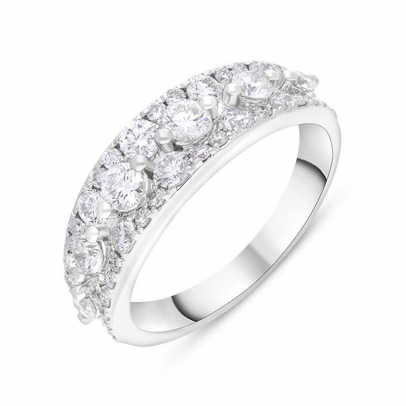 18ct White Gold 1.37ct Diamond Three Row Half Eternity Ring