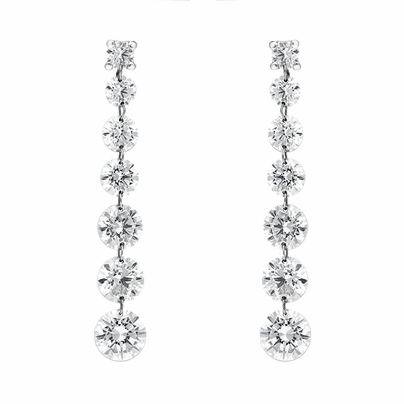 18ct White Gold 1.80ct Diamond Cascading Drop Earrings D
