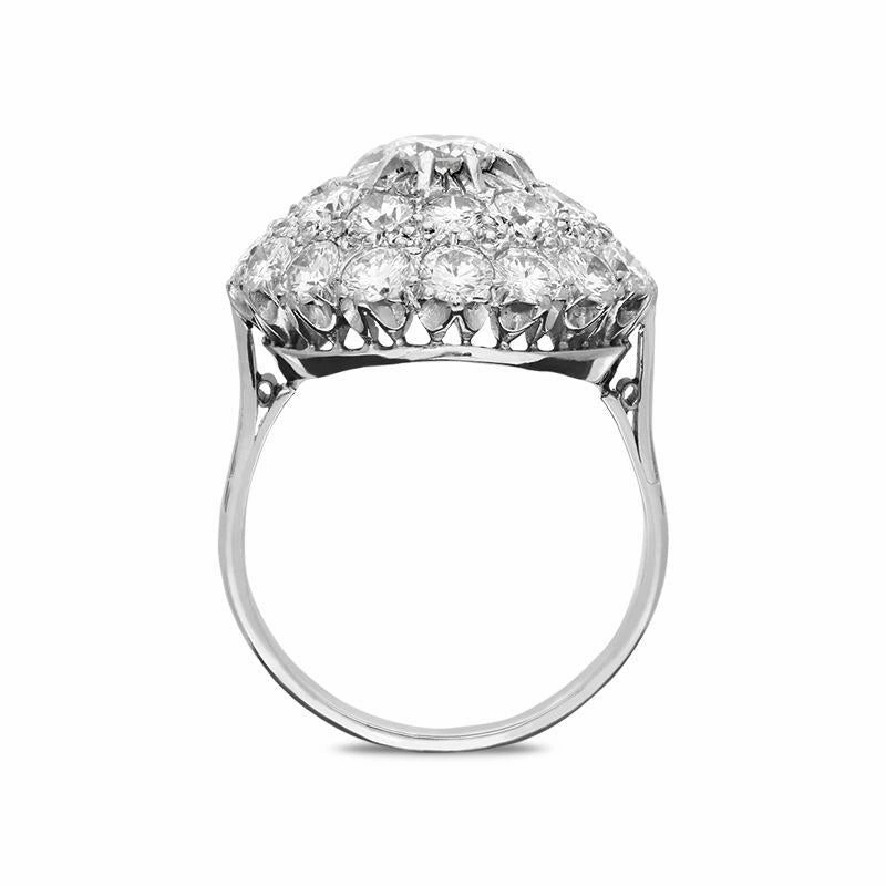 18ct White Gold 3.32ct Diamond Round Cluster Ring D