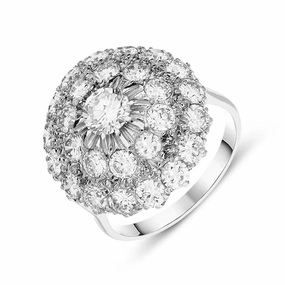 18ct White Gold 3.32ct Diamond Round Cluster Ring D