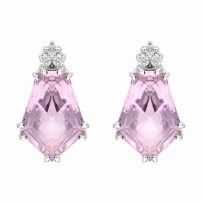 18ct White Gold 6.07ct Amethyst 0.09ct Diamond Stud Earrings D