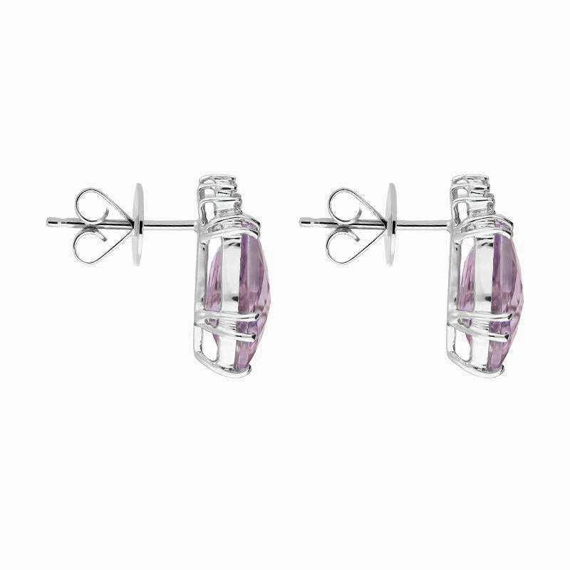 18ct White Gold 6.07ct Amethyst 0.09ct Diamond Stud Earrings D
