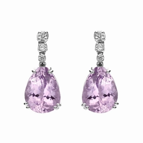 18ct White Gold 8.22ct Amethyst Diamond Drop Earrings