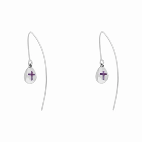 18ct White Gold Blue John Cross Disc Drop Earrings