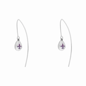 18ct White Gold Blue John Fleur De Lis Disc Drop Earrings