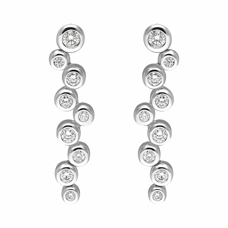 18ct White Gold Diamond Bubble Drop Earrings