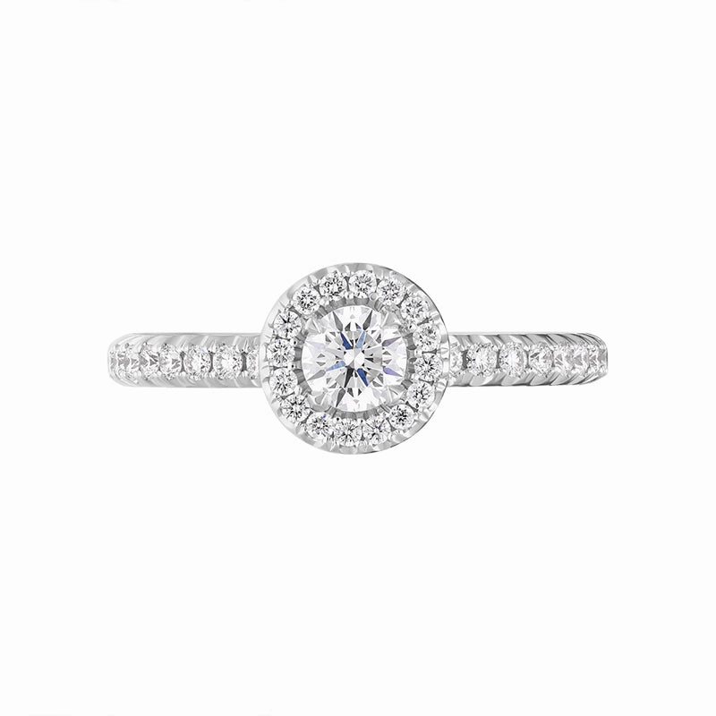 18ct White Gold Diamond Round Brilliant Cut Shoulder Set Cluster Ring