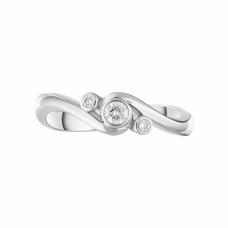 18ct White Gold Diamond Three Stone Crossover Ring