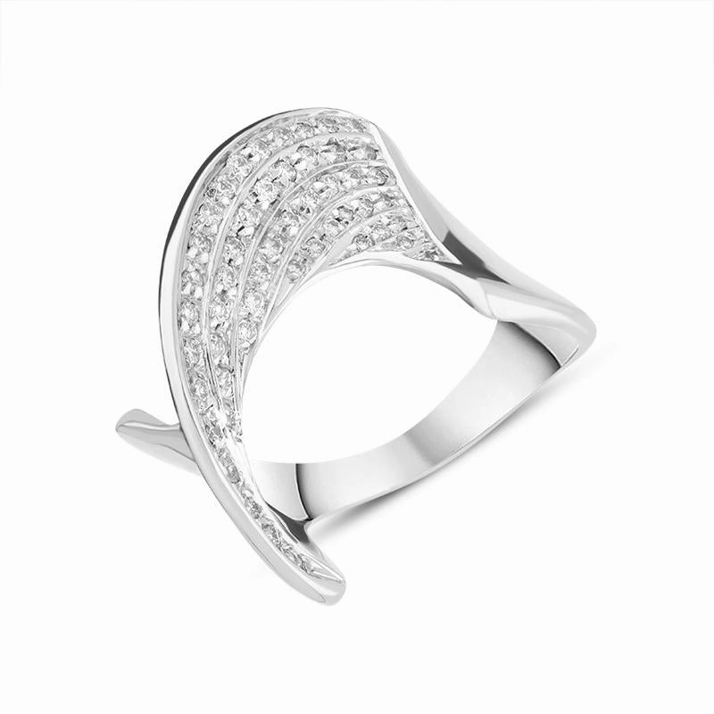 18ct White Gold Diamond Twisted Dress Ring D