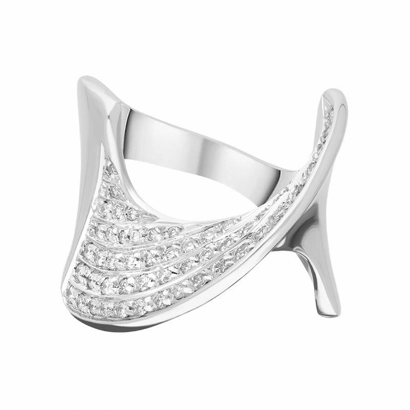 18ct White Gold Diamond Twisted Dress Ring D