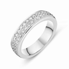 18ct White Gold Diamond Two Row Half Eternity Ring
