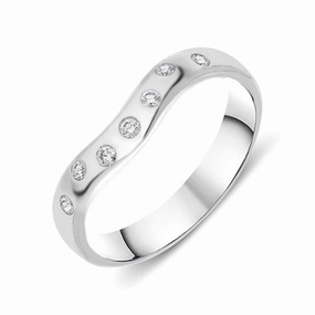 18ct White Gold Diamond Wishbone Wedding Ring