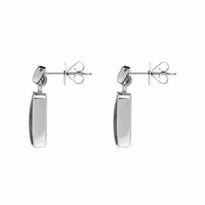 18ct White Gold Labradorite Diamond Oblong Drop Earrings D
