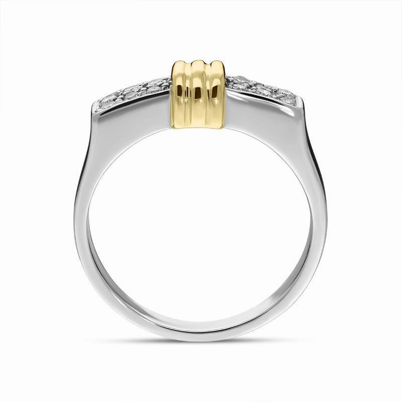 18ct White Gold Yellow Gold Rondelle Diamond Set Oblong Ring