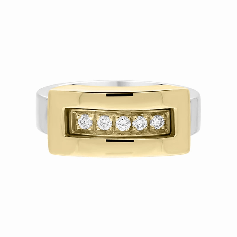 18ct White Yellow Gold Diamond Shank Ring
