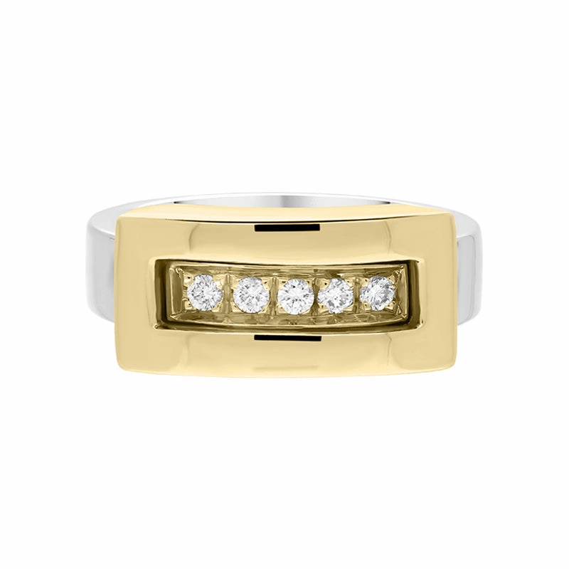 18ct White Yellow Gold Diamond Shank Ring