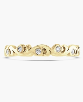 18ct Yellow 0.18ct Diamond 3mm Swirl Band Ring