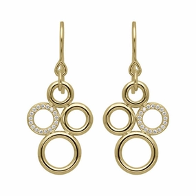 18ct Yellow Gold 0.14ct Diamond Circle Bubble Earrings D